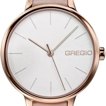 Γυναικείο Ρολόι Gregio Minimal Ροζ Χρυσό Ροζ Δέρμα