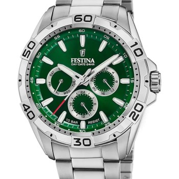 Ανδρικό Ρολόι Festina Multifunction Πράσινο Ασημί 10 Bar
