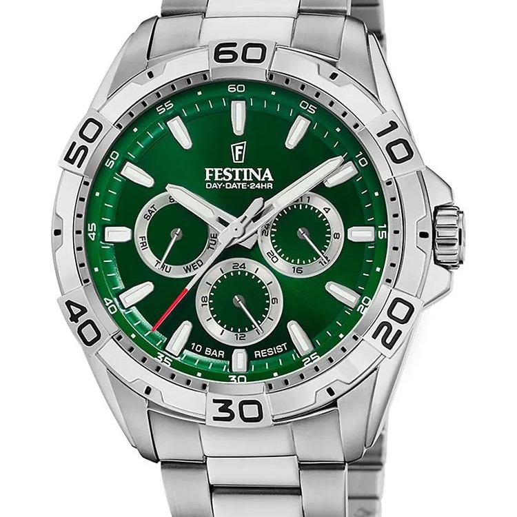 Ανδρικό Ρολόι Festina Multifunction Πράσινο Ασημί 10 Bar