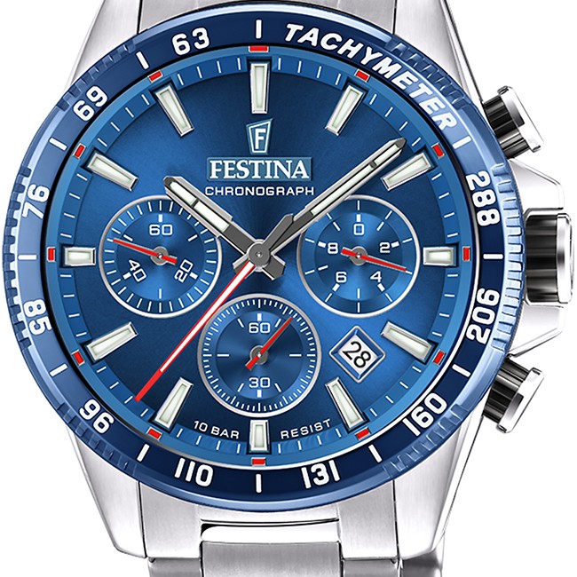 Ανδρικό Ρολόι Festina Chrono Sport Μπλε Ταχύμετρο 10 Bar
