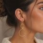 Σκουλαρίκια Διπλοί Κρίκοι Χρυσοί με Ζιργκόν